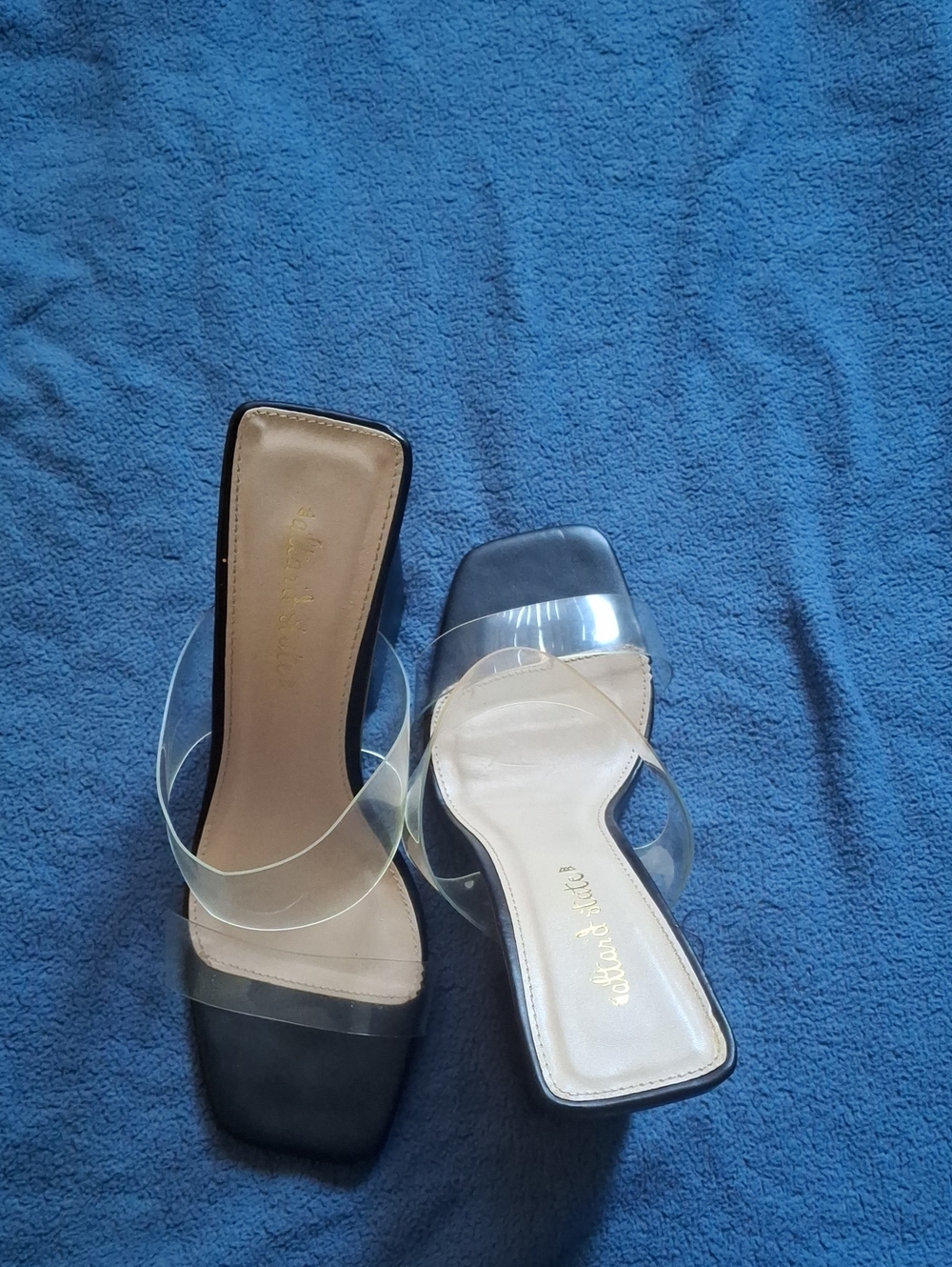 Altar'd State Black Slide Mules with Clear Straps